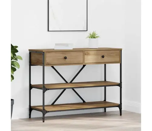 Konsoollaud Sahtliga Riiuliga Pruun 100 X 34,5 X 75 Cm Puit