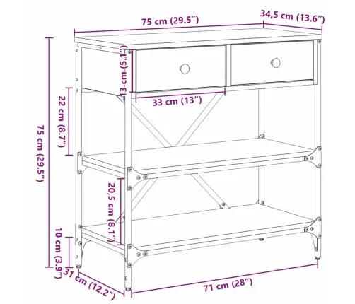 Konsoles Galds No Vecās Koksnes 75X34.5X75 Cm Vidaxl