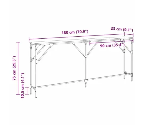 Konsoles Galds Melna Ozola 180X23X75 Cm Inženieru Koks Vidaxl