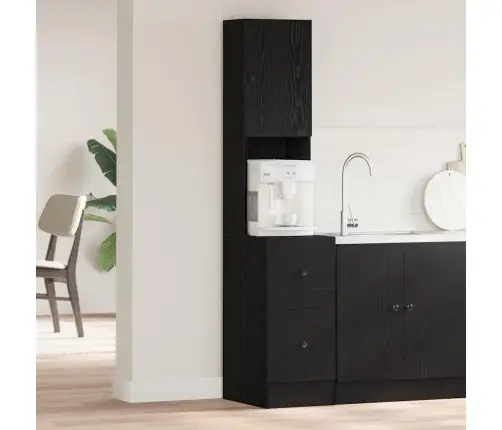 Köögi Kapi Pealne Sahtliga Riiuliga Must Tamm 32 X 50 X 180 Cm