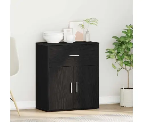 Puse Ar Atvilktni Ar Plauktu Melns Ozols 60 X 31 X 70 Cm Inženierijas Koks Vidaxl