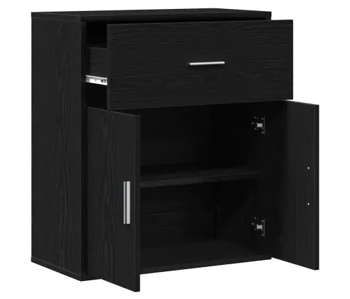 Puse Ar Atvilktni Ar Plauktu Melns Ozols 60 X 31 X 70 Cm Inženierijas Koks Vidaxl