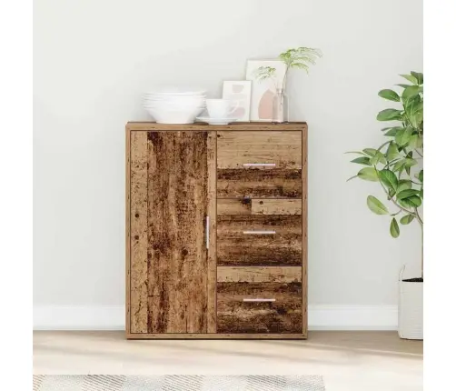 Puse Ar Atvilktni Ar Plauktu Ar Uzglabāšanu Ar Durvīm Veca Koka 60 X 31 X 70 Cm Inženierijas Koks Vidaxl