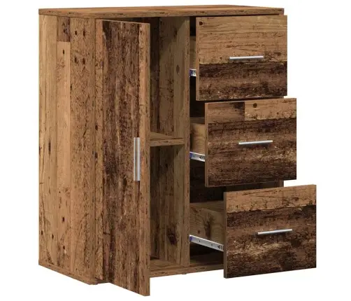 Puse Ar Atvilktni Ar Plauktu Ar Uzglabāšanu Ar Durvīm Veca Koka 60 X 31 X 70 Cm Inženierijas Koks Vidaxl