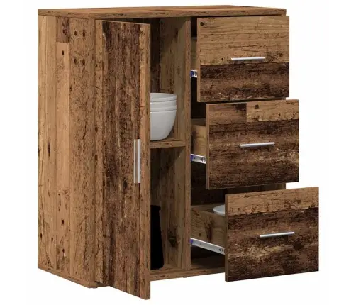 Puse Ar Atvilktni Ar Plauktu Ar Uzglabāšanu Ar Durvīm Veca Koka 60 X 31 X 70 Cm Inženierijas Koks Vidaxl