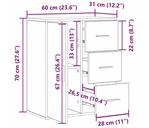 Puse Ar Atvilktni Ar Plauktu Ar Uzglabāšanu Ar Durvīm Veca Koka 60 X 31 X 70 Cm Inženierijas Koks Vidaxl