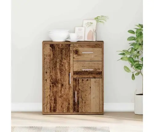 Puse Ar Atvilktni Ar Plauktu Ar Uzglabāšanu Ar Durvīm Veca Koka 60 X 31 X 70 Cm Inženierijas Koks Vidaxl