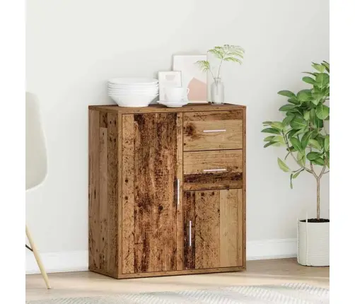 Puse Ar Atvilktni Ar Plauktu Ar Uzglabāšanu Ar Durvīm Veca Koka 60 X 31 X 70 Cm Inženierijas Koks Vidaxl