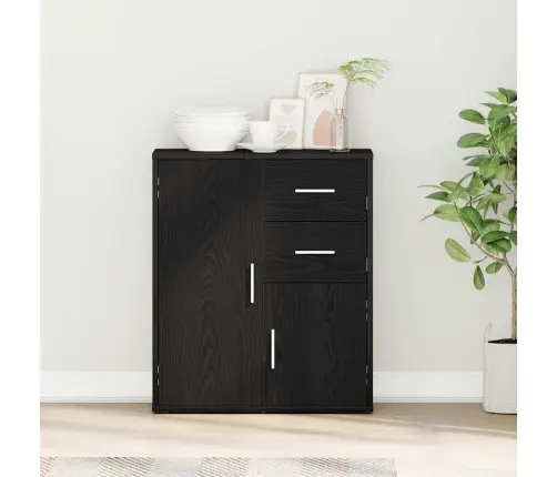 Puse Ar Atvilktni Ar Plauktu Melns Ozols 60 X 31 X 70 Cm Inženierijas Koks Vidaxl