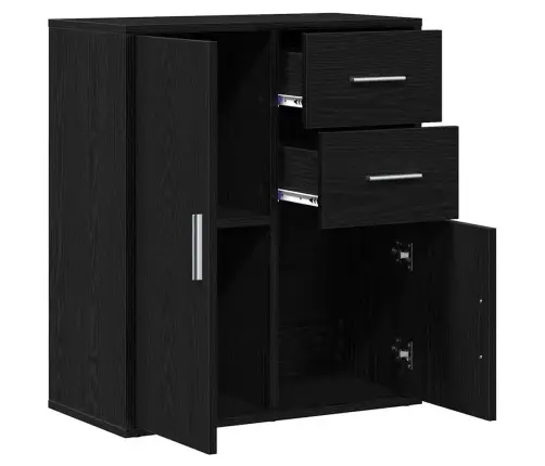 Puse Ar Atvilktni Ar Plauktu Melns Ozols 60 X 31 X 70 Cm Inženierijas Koks Vidaxl