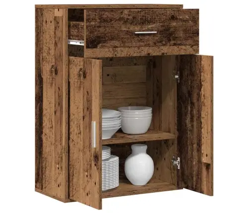 Puse Ar Atvilktni Ar Plauktu Ar Uzglabāšanu Ar Durvīm Veca Koka 79 X 38 X 80 Cm Inženierijas Koks Vidaxl