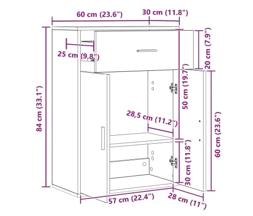 Kõide Sahtliga Vana Puit 60 X 30 X 84 Cm Tehispuit