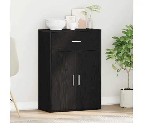 Puse Ar Atvilktni Ar Plauktu Melns Ozols 79 X 38 X 80 Cm Inženierijas Koks Vidaxl