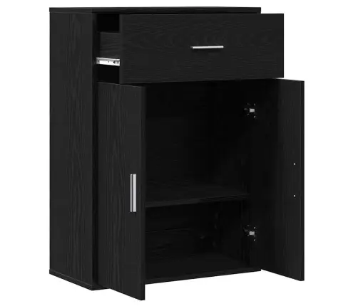 Puse Ar Atvilktni Ar Plauktu Melns Ozols 79 X 38 X 80 Cm Inženierijas Koks Vidaxl