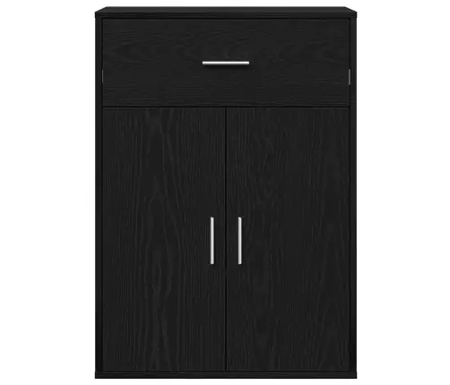 Puse Ar Atvilktni Ar Plauktu Melns Ozols 79 X 38 X 80 Cm Inženierijas Koks Vidaxl