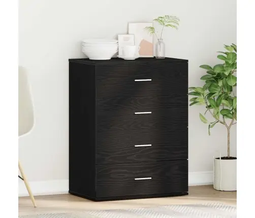 Puse Ar Atvilktni Melni Ozoli 60 X 39 X 80 Cm Inženierijas Koks Vidaxl