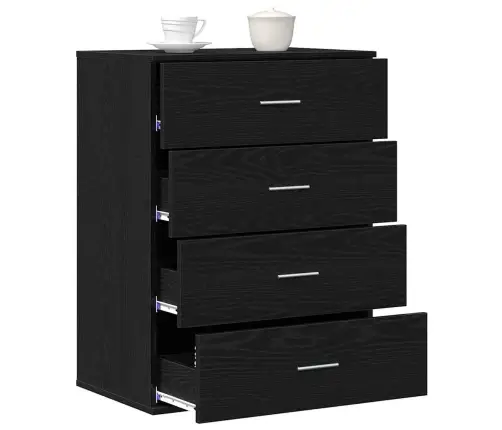 Puse Ar Atvilktni Melni Ozoli 60 X 39 X 80 Cm Inženierijas Koks Vidaxl