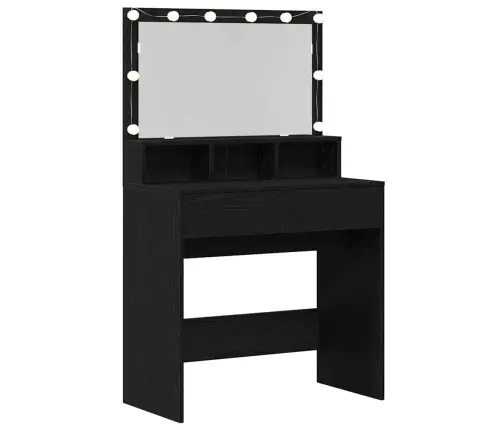 Makiažo Stalas Juoda Ąžuolo 80 X 41 X 134.5 Cm Apdirbta Mediena