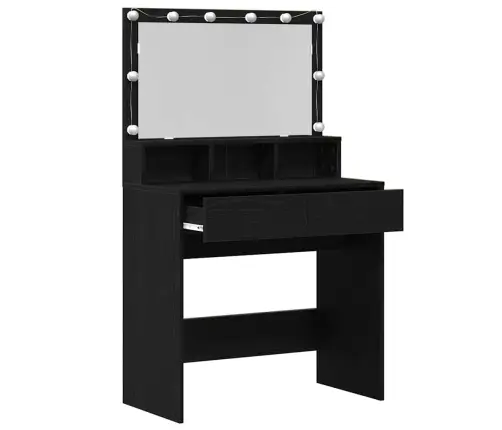 Makiažo Stalas Juoda Ąžuolo 80 X 41 X 134.5 Cm Apdirbta Mediena