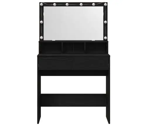 Makiažo Stalas Juoda Ąžuolo 80 X 41 X 134.5 Cm Apdirbta Mediena