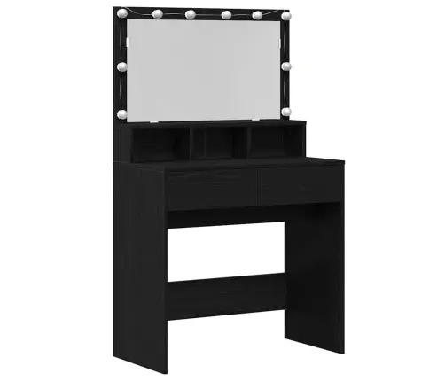 Makiažo Stalas Juoda Ąžuolo 80 X 41 X 134.5 Cm Apdirbta Mediena