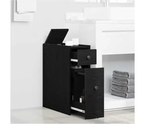 Vannitoa Mööbleset Must Tamm 80 X 18 X 60 Cm Tehispuit