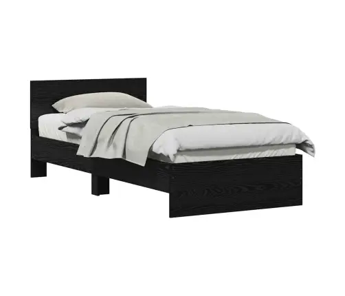 Voodi Raam Peaga Must Tamm 90 X 190 Cm Tehispuit