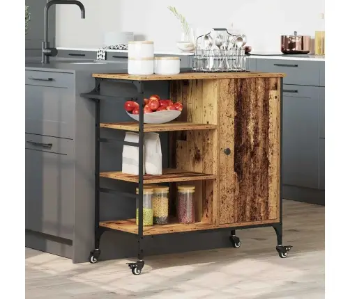 Virtuvės Vežimėlis Senas Medis 87,5 X 39 X 84,5 Cm