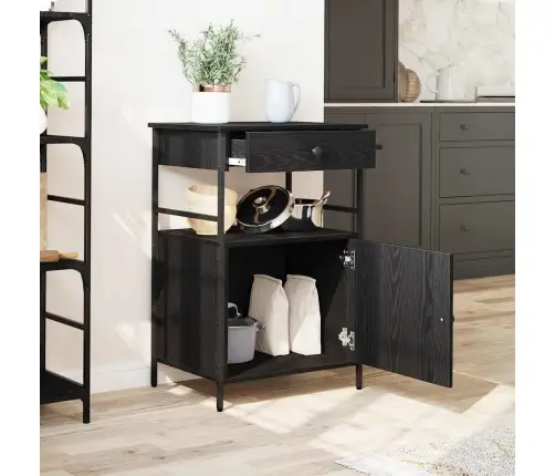 Köögikäru Must Tamm 56 X 43 X 89,5 Cm Tehispuit