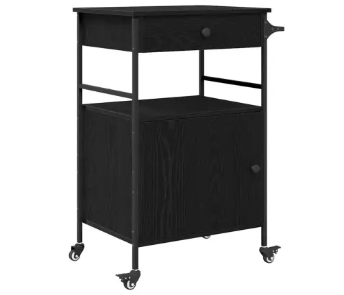 Köögikäru Must Tamm 56 X 43 X 89,5 Cm Tehispuit