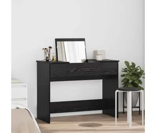 Kosmētikas Galdiņš Ar Spoguli Melns Ozols 100X45X76 Cm Vidaxl