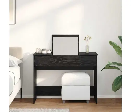 Kosmētikas Galdiņš Ar Spoguli Melns Ozols 100X45X76 Cm Vidaxl