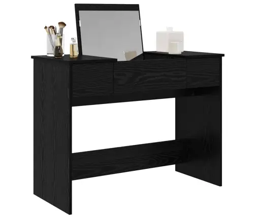 Kosmētikas Galdiņš Ar Spoguli Melns Ozols 100X45X76 Cm Vidaxl