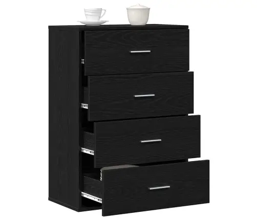 Puse Ar Atvilktni Melns Ozols 60 X 31 X 84 Cm Kokskaidu Plāksne Vidaxl