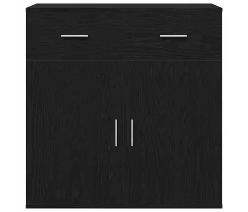 Puse Ar Atvilktni Ar Plauktu Melns Ozols 79 X 38 X 80 Cm Inženierijas Koks Vidaxl