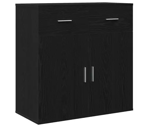 Puse Ar Atvilktni Ar Plauktu Melns Ozols 79 X 38 X 80 Cm Inženierijas Koks Vidaxl