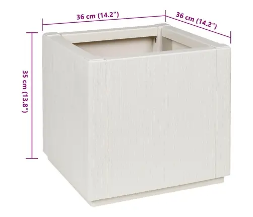Sodo Vazonas Balta 36 X 36 X 35 Cm Polipropilenas