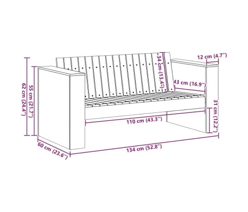 Sodo Sofa Žalia 134 X 60 X 62 Cm Kietos Pušies Mediena