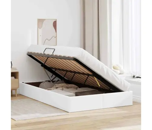 Glabāšanas Gulta Tīra Balta 120 X 190 Cm Mākslīgā Āda Vidaxl