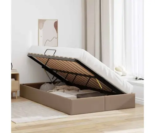 Saugos Lova Su Čiužiniu Kapučino 120 X 190 Cm Dirbtinė Oda