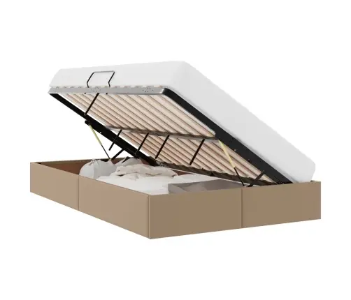 Saugos Lova Su Čiužiniu Kapučino 120 X 190 Cm Dirbtinė Oda