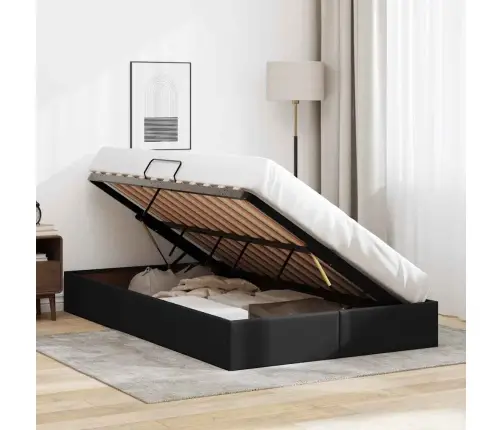 Glabāšanas Gulta Ar Matraci Melna 120 X 200 Cm Mākslīgā Āda Vidaxl