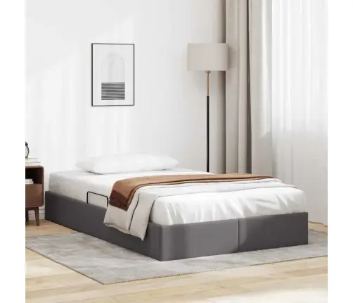 Saugos Lova Su Čiužiniu Pilka 120 X 200 Cm Dirbtinė Oda