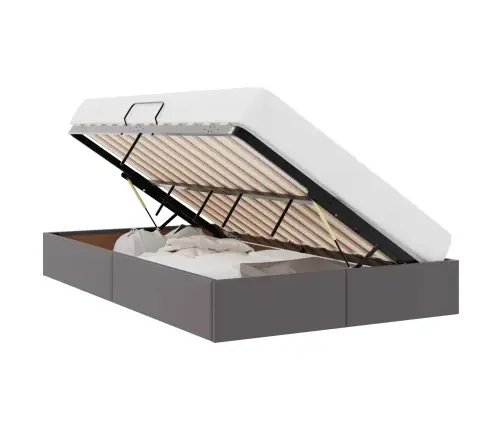 Saugos Lova Su Čiužiniu Pilka 120 X 200 Cm Dirbtinė Oda