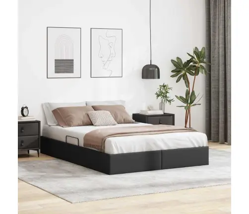 Saugos Lova Su Čiužiniu Juoda 140 X 190 Cm Dirbtinė Oda