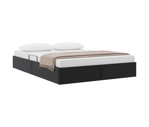 Saugos Lova Su Čiužiniu Juoda 140 X 190 Cm Dirbtinė Oda