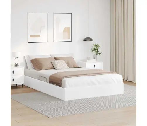 Glabāšanas Gulta Tīra Balta 140 X 190 Cm Mākslīgā Āda Vidaxl