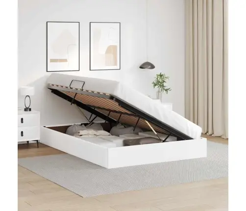 Glabāšanas Gulta Tīra Balta 140 X 190 Cm Mākslīgā Āda Vidaxl