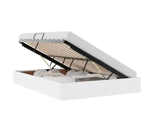 Glabāšanas Gulta Tīra Balta 140 X 190 Cm Mākslīgā Āda Vidaxl