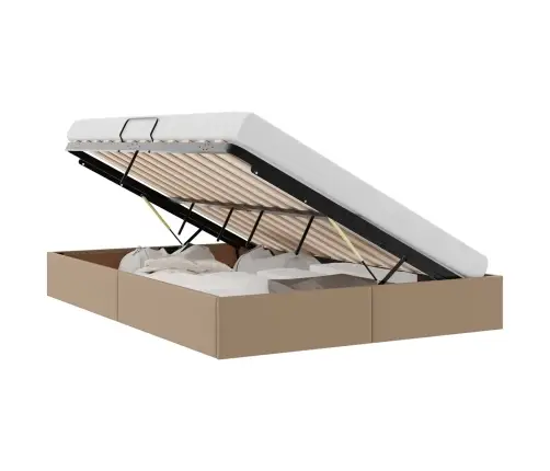 Glabāšanas Gulta Ar Matraci Kafija 140 X 190 Cm Mākslīgā Āda Vidaxl